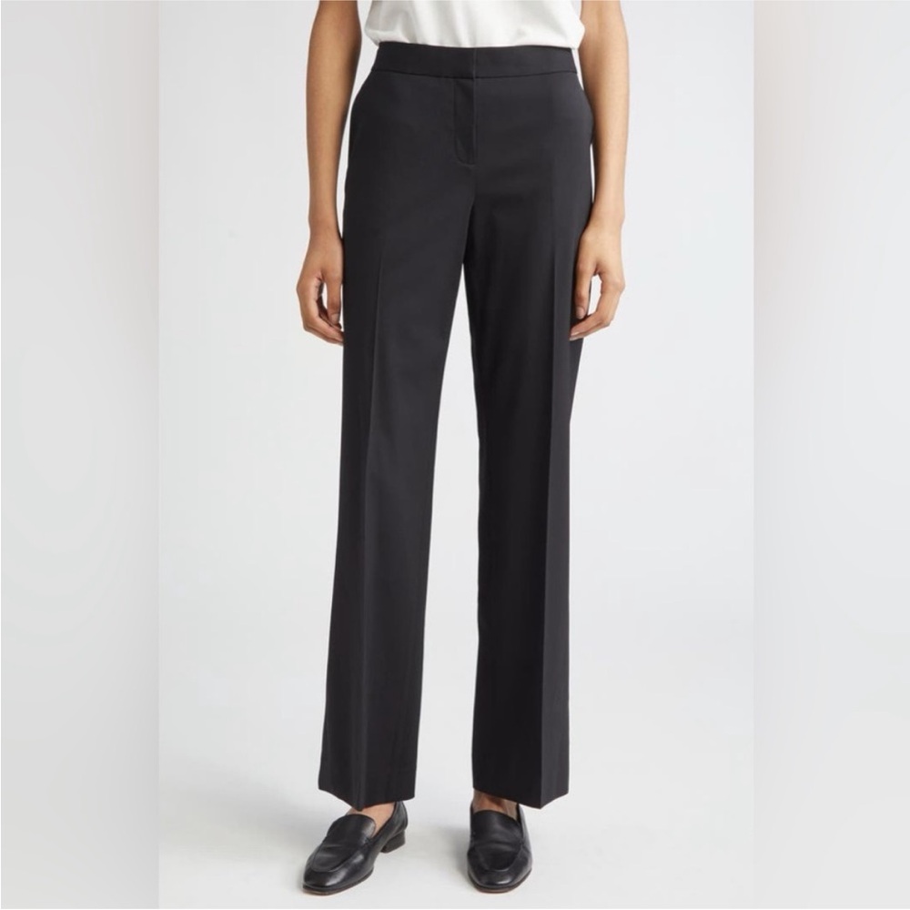 Lafayette 148 New York Irving Stretch Wool Straight Leg Black 10